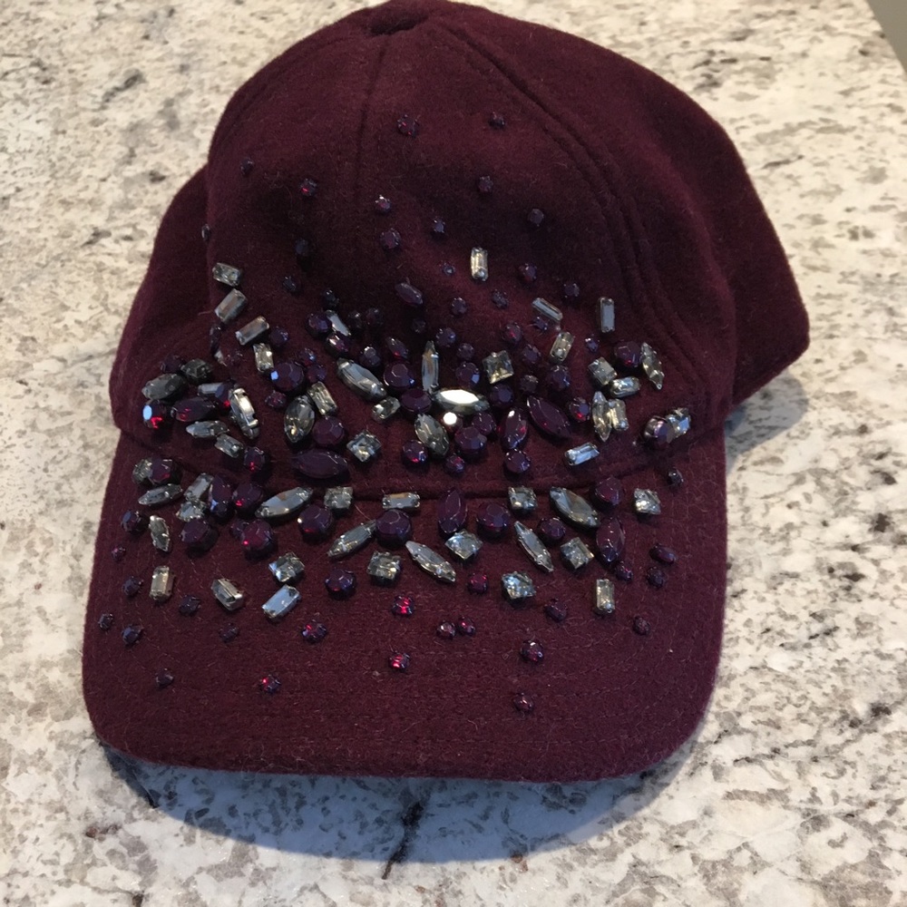 Jcrew wool baseball hat embellished jewels